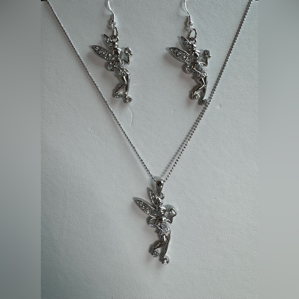 New Fairy Tinkerbell style jewelry set earrings/necklace